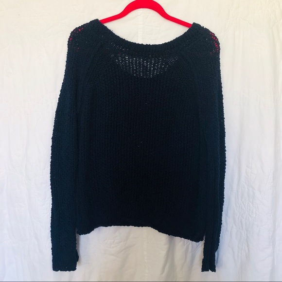 Free People Basic Navy Crochet Sweater Size M - Picture 6 of 6